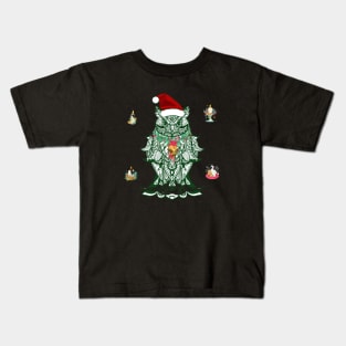 Owl Santa Mandala Kids T-Shirt